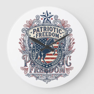 Relógio Grande Camiseta Gráfica Vetorial Patriota Amante de Caval