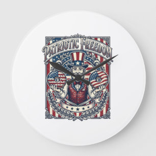 Relógio Grande Camiseta Gráfica Vetorial Patriota Amante de Donut