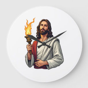 Relógio Grande Camiseta Jesus Gospel Tocha Vintage Engraving 2