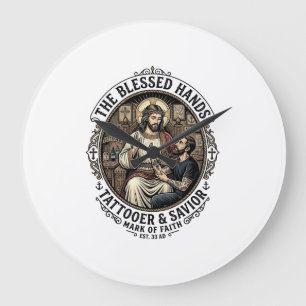 Relógio Grande Camiseta Jesus Tattoo Artist Studio Inspirador F