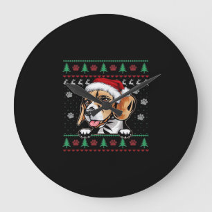 Relógio Grande Camiseta Oversized de Natal do Beagle Uglyer Dog