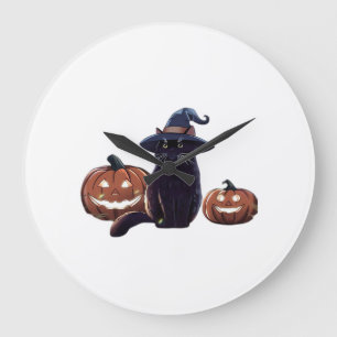 Relógio Grande Camiseta Oversized Halloween gato preto