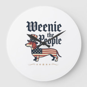 Relógio Grande Camiseta Patriótica de Dachshund Weenie the People