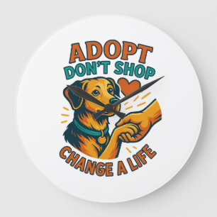 Relógio Grande Camiseta Pet Adopt Love
