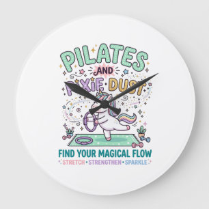 Relógio Grande Camiseta T Pilates de Unicórnio e Poeira de Fada T