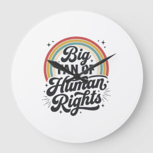 Relógio Grande Camiseta Vetorial Retro Arco-Íris dos Direitos Hum