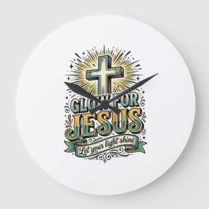 Relógio Grande Camiseta Vintage Cruz Cristã Brilhe Para Jesus