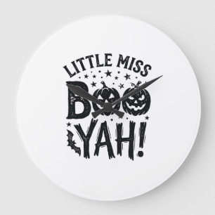 Relógio Grande Camiseta Vintage de Halloween Little Miss Boo Yah 