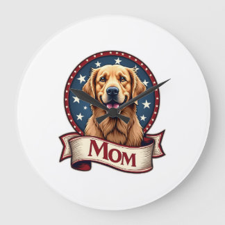 Relógio Grande Camiseta Vintage de Mãe de Cachorro Patriota Golde