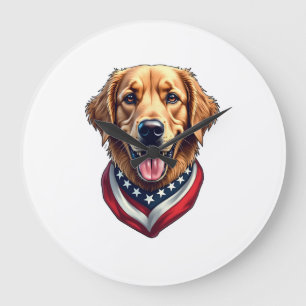 Relógio Grande Camiseta Vintage do Golden Retriever All American 