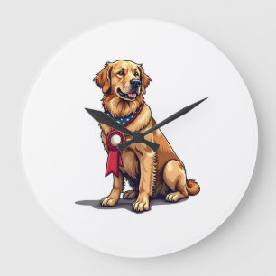 Relógio Grande Camiseta Vintage Proud American Golden Retriever 4