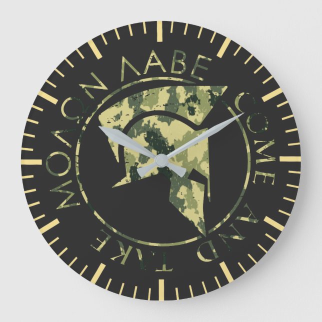 Relógio Grande Camo Militar Molon Labe Spartan Helmet  (Frente)