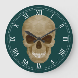 Relógio Grande Camouflage Skull Roman Numeral Clock