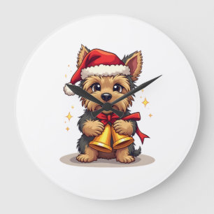Relógio Grande Campainhas de Natal do Yorkshire Terrier