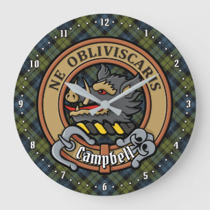 Relógio Grande Campbell Crest sobre Tartan