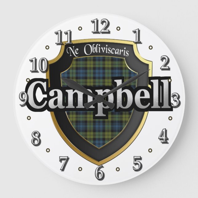 Relógio Grande Campbell Tartan Scottish Dream Clock (Frente)