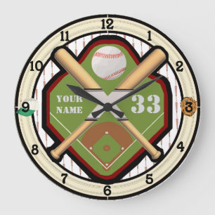 Relógio Grande Campo de basebol personalizado do nome e do númer