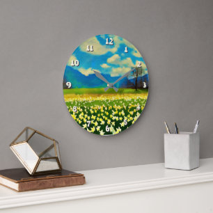 Relógio Grande Campo de narcisos - pintura