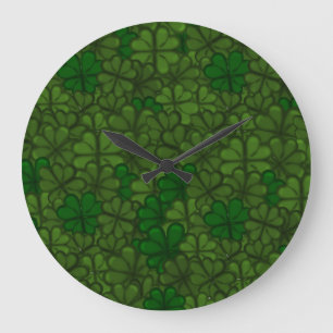 Relógio Grande Campo de Shamrocks Padrão de Arte Digital St Patr