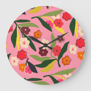 Relógio Grande Campos Florais Retroativos