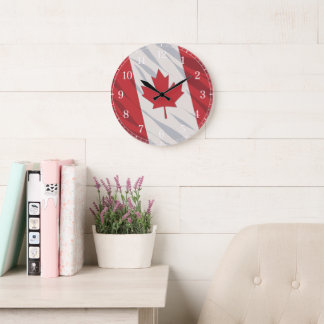 Relógio Grande Canada Flag Wall Clock — Waving Flag Design