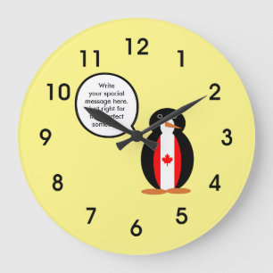 Relógio Grande Canadian Flag Talking Mr. Penguin
