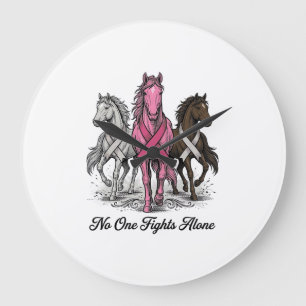 Relógio Grande Câncer de Mama Suporte Cavalo Vetor Camisa Design_