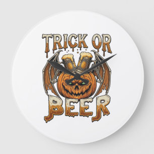 Relógio Grande Caneca de Abobora de Halloween de Ossos de Asas Ce
