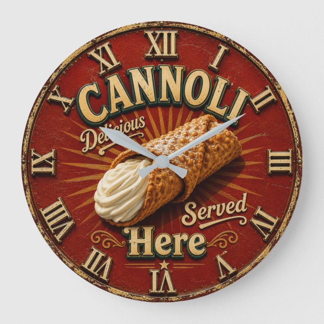 Relógio Grande Cannoli Italian Bakery Kitchen Pastry Gift (Frente)