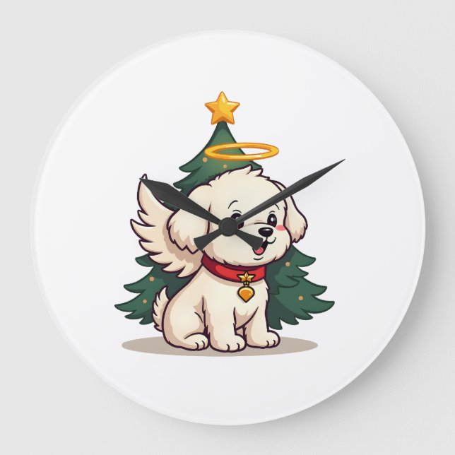 Relógio Grande Cão Anjo Maltês (Frente)