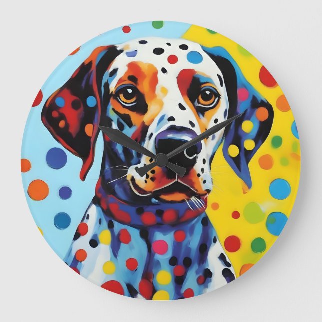 Relógio Grande Cão Dalmaciano de pop Art (Frente)