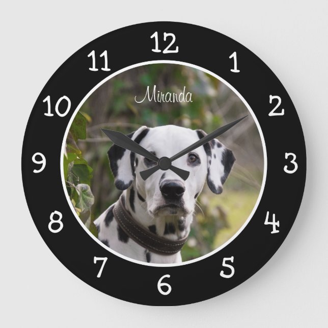 Relógio Grande Cão Dalmático Personalizado (Frente)