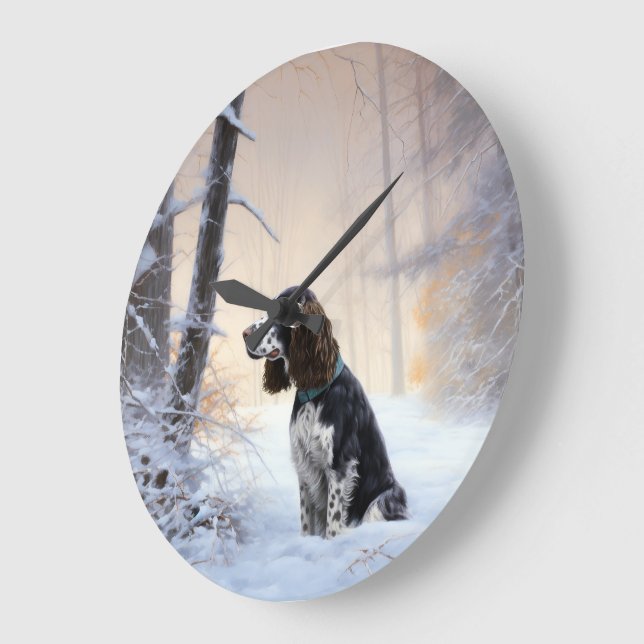 Relógio Grande Cão de Caça Springer Spaniel Inglês Deixe Nevar Na (Ângulo)