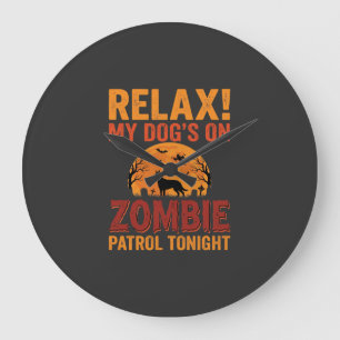 Relógio Grande Cão de Patrulha Zumbi Halloween
