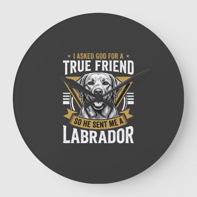Relógio Grande Cão Labrador Amigo Verdadeiro (Frente)
