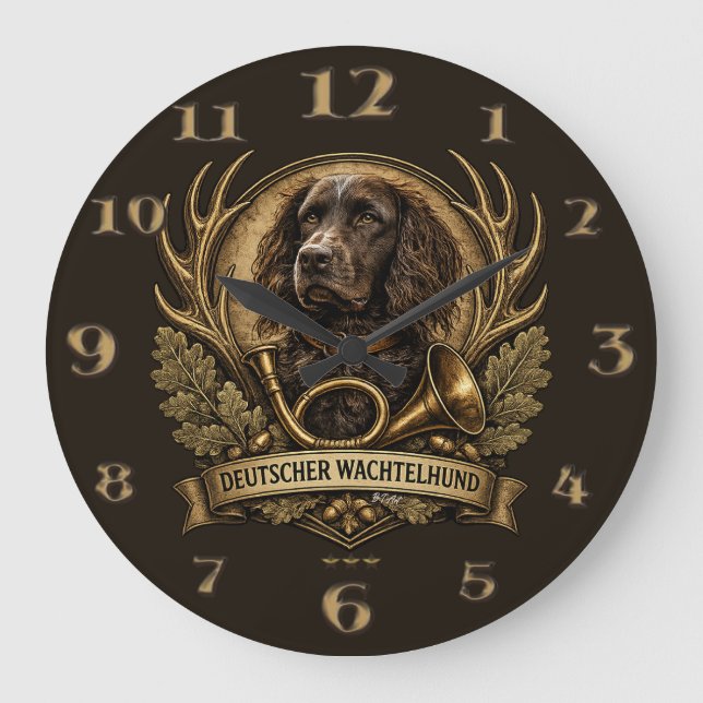 Relógio Grande Cão Perdigueiro Alemão , Logo de Caça (Frente)