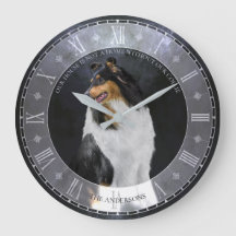 Cão Rough Collie Tricolor em Preto, Dial Romano -
