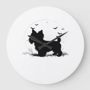 Relógio Grande Cão Yorkshire Terrier � Silhueta da Lua de Hallowe