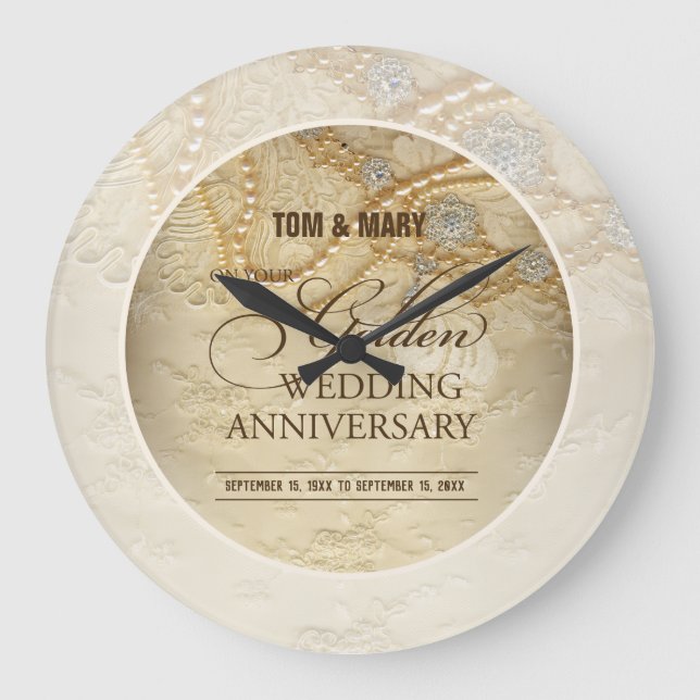 Relógio Grande Capas personalizáveis de 50º aniversário de casame (Frente)