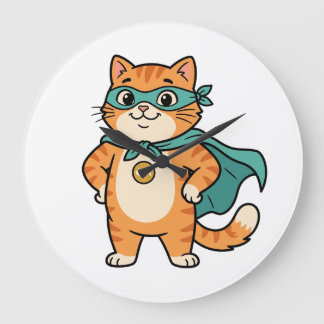 Relógio Grande Capitão Whiskerton – Lindo Gato Laranja Super-Heró
