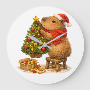 Relógio Grande Capivara de Natal Decorando a Árvore