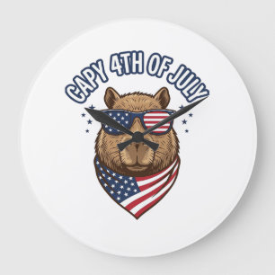 Relógio Grande Capy 4 de Julho Desenho Vetorial Patriótico de Cap