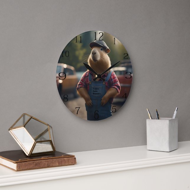 Relógio Grande "Capybara Mechanic: Grease, Gears e Good Vibes" (Escritório)