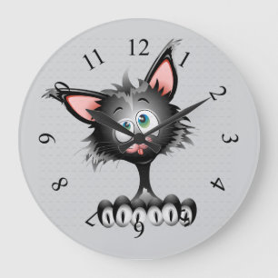 Relógio Grande Cara de Gato de Desenho Engraçado