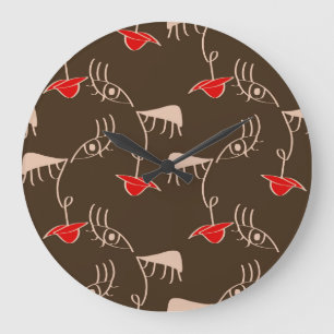 Relógio Grande Cara de mulher de uma linha: padrão de abstrato.