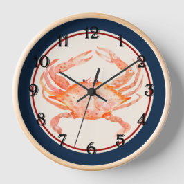 Relógio Grande Caranguejo Vermelho Círculo marinho Azul
