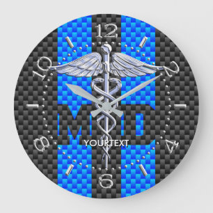 Relógio Grande Carbono personalizado Caduceus do azul do estilo