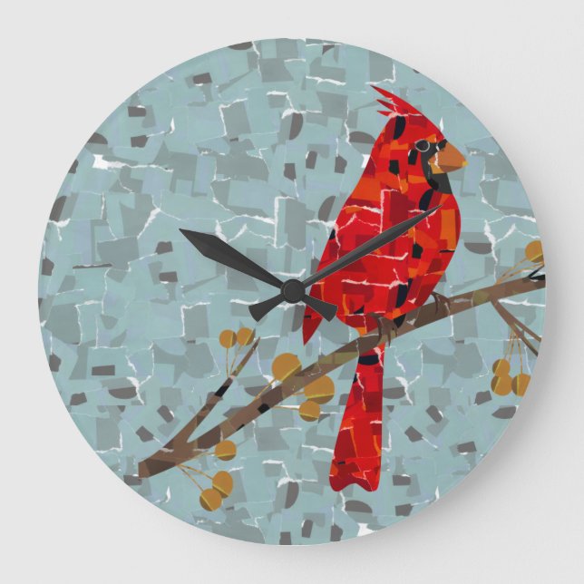 Relógio Grande Cardinal Vermelho, o pássaro do Natal (Frente)