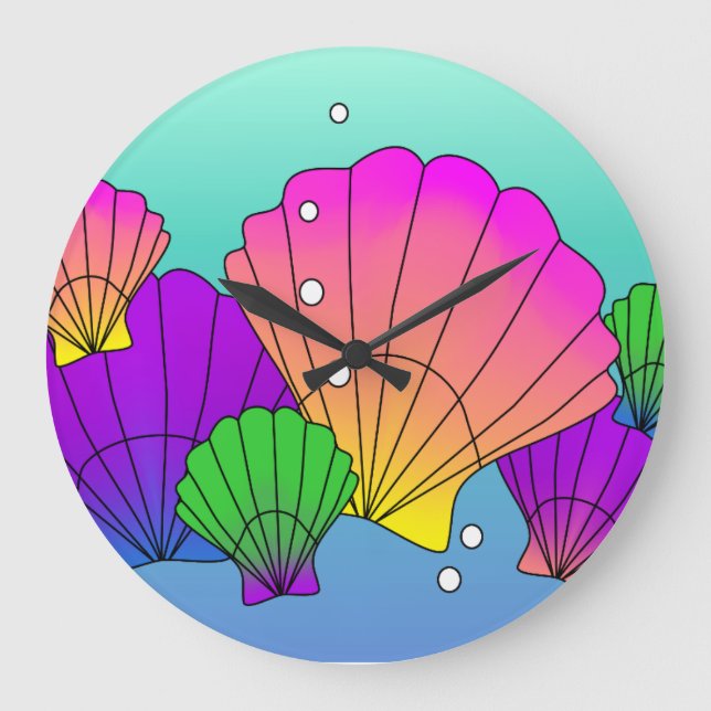 Relógio Grande Caribe Conchas do Mar com Bolhas (Frente)