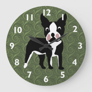 Relógio Grande Caricatura de Boston Terrier